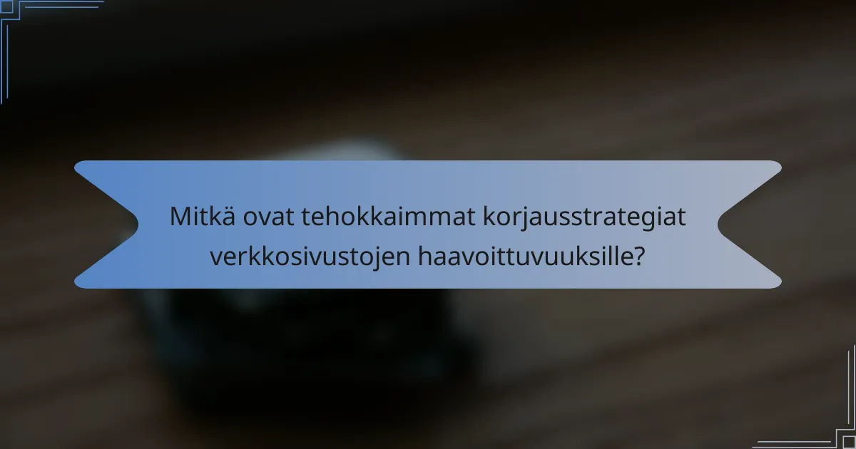 Mitkä ovat tehokkaimmat korjausstrategiat verkkosivustojen haavoittuvuuksille?
