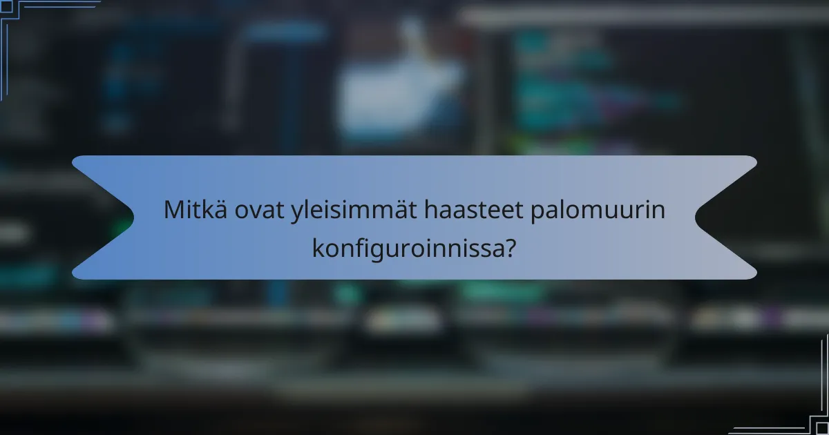 Mitkä ovat yleisimmät haasteet palomuurin konfiguroinnissa?