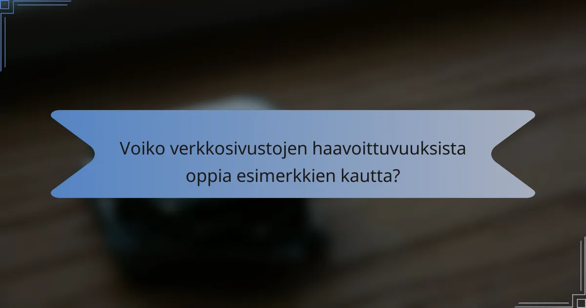 Voiko verkkosivustojen haavoittuvuuksista oppia esimerkkien kautta?
